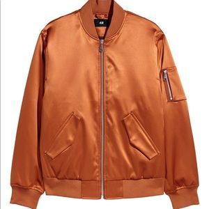 H&M deep orange satin bomber jacket